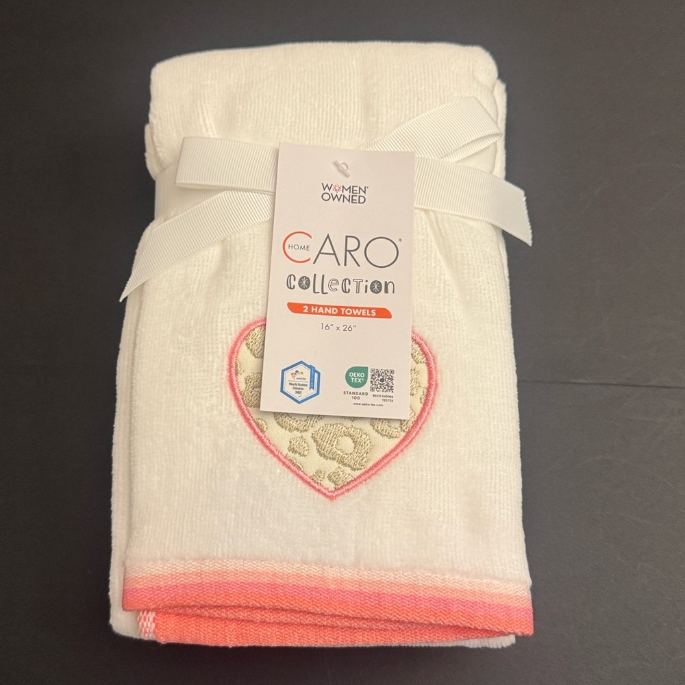 2pc CARO HOME Collection Animal Print Bath Hand Towel Set - Contrasting Border